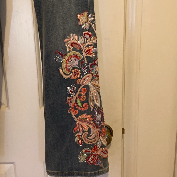 Soft Surroundings Boot Cut Embroidered Jeans - Picture 5 of 11